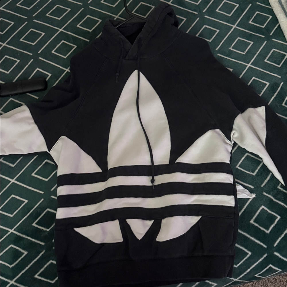 Adidas Black and White Trefoil Hoodie